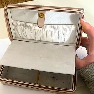 rose gold light copper zip around jewelry box with mirror and secret compartment